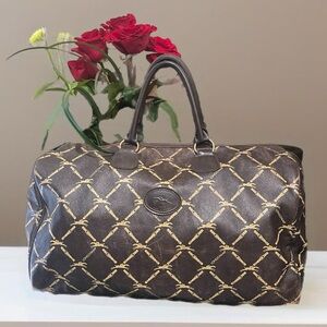 Longchamp Lattice double buckle horse jump brown speedy bag Authentic Vintage